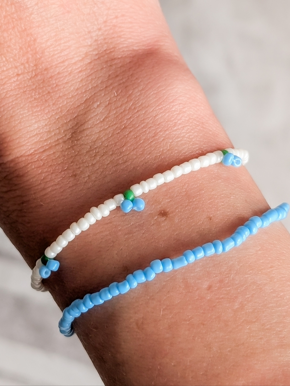 Blue & White Seed Bead Bracelets - Blueberry Design - Minimal Women Jewelry